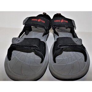 Hang Ten 8 men's black sandals fisherman shoes  hook & loop closure